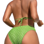 Damen einteiliger Badeanzug mit tiefem V-Ausschnitt und raffiniertem Rippendesign R&B