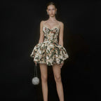 Damen Minikleid mit floralem Muster und voluminösem Rock R&B