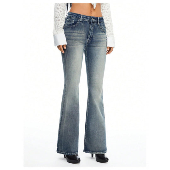 Damen Bootcut Jeans mit verzierten Taschen R&B