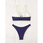 Damen Triangel-Bikini-Set mit elegantem Knoten und hohem Beinausschnitt R&B
