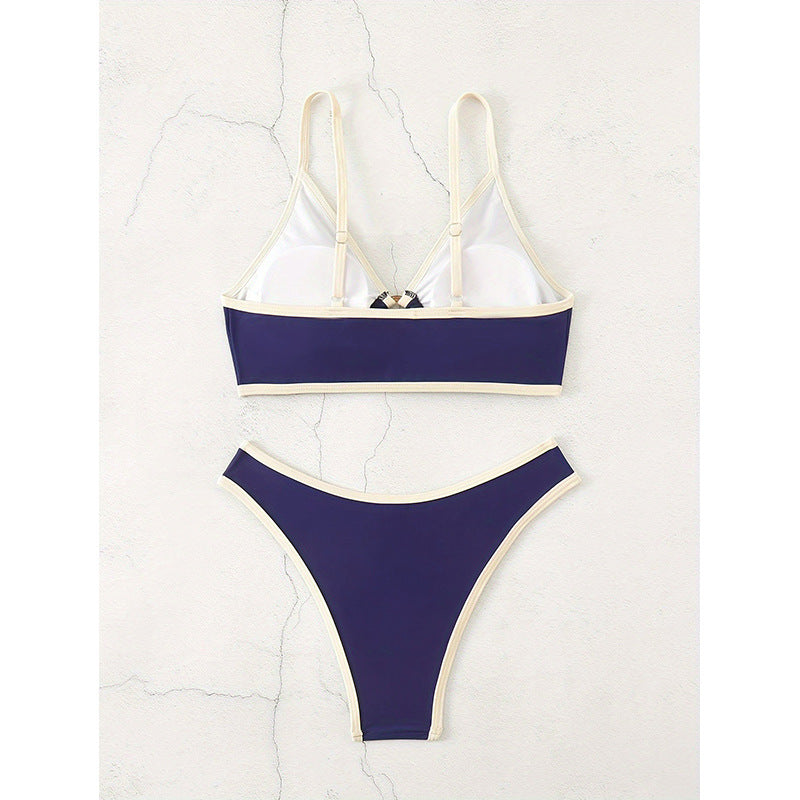 Damen Triangel-Bikini-Set mit elegantem Knoten und hohem Beinausschnitt R&B
