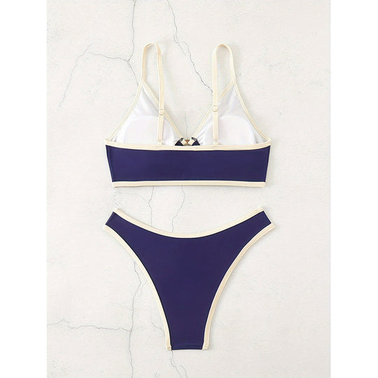 Damen Triangel-Bikini-Set mit elegantem Knoten und hohem Beinausschnitt R&B