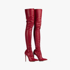 Femme Über-die-Knie Spitzenzehen Stiletto Stiefel R&B