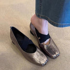Damen elegante Ballerina-Schuhe mit modernem Riemendesign und komfortablem Absatz