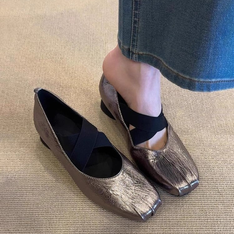 Damen elegante Ballerina-Schuhe mit modernem Riemendesign und komfortablem Absatz