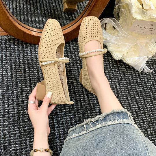 Damen Komfortable Ballerinas mit feinem Riemen und zierlichem Schmuckdetail R&B