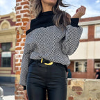 Damen Oversized Strickpullover mit दीपem Halsausschnitt und off-shoulder Design R&B
