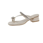 Damen elegante Blockabsatz-Sandaletten mit funkelndem Riemendesign EB
