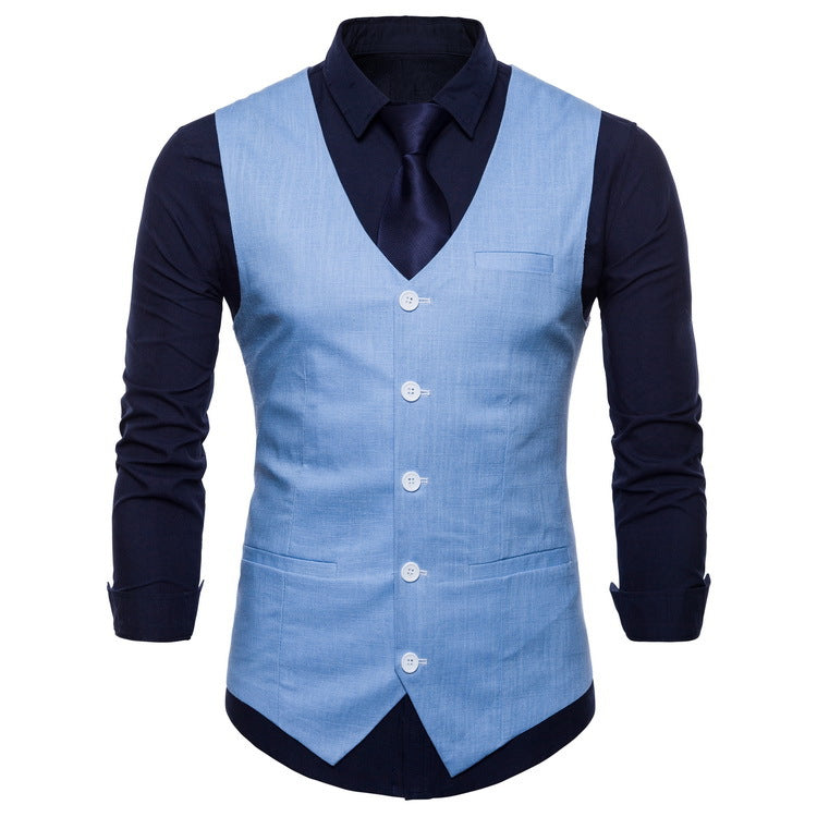 Herren elegante Anzugweste mit praktischen Taschen und detailliertem Design R&B
