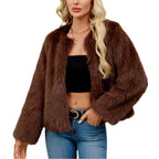 Damen Flauschige Kurzjacke aus Kunstfell mit lockerer Passform R&B