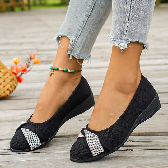Damen Wedge-Ballerinas mit funkelnden Applikationen und komfortablem Fußbett R&B