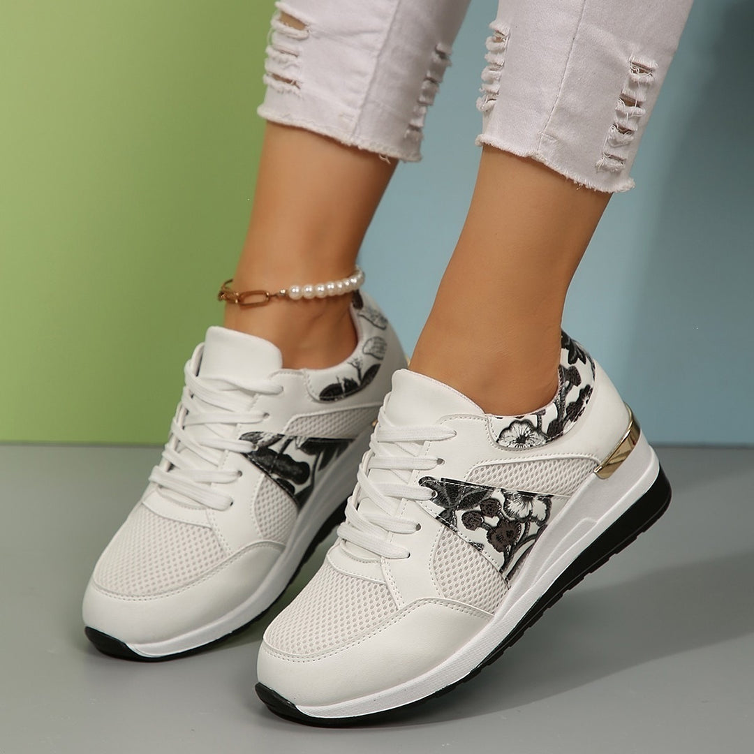 Damen Sneakers mit floralen Applikationen und dämpfender Sohle R&B