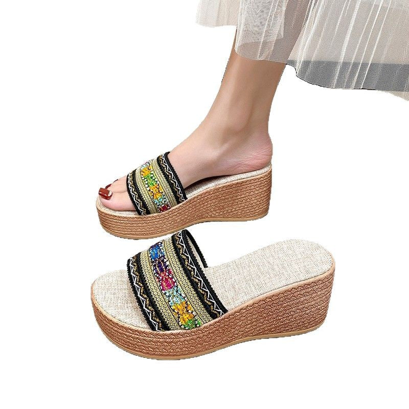 Damen Wedge-Sandalen mit eleganten Glitzer-Applikationen R&B