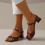 Damen Komfortable Slingback Sandalen mit quadratischer Zehenpartie und blockartigem Absatz