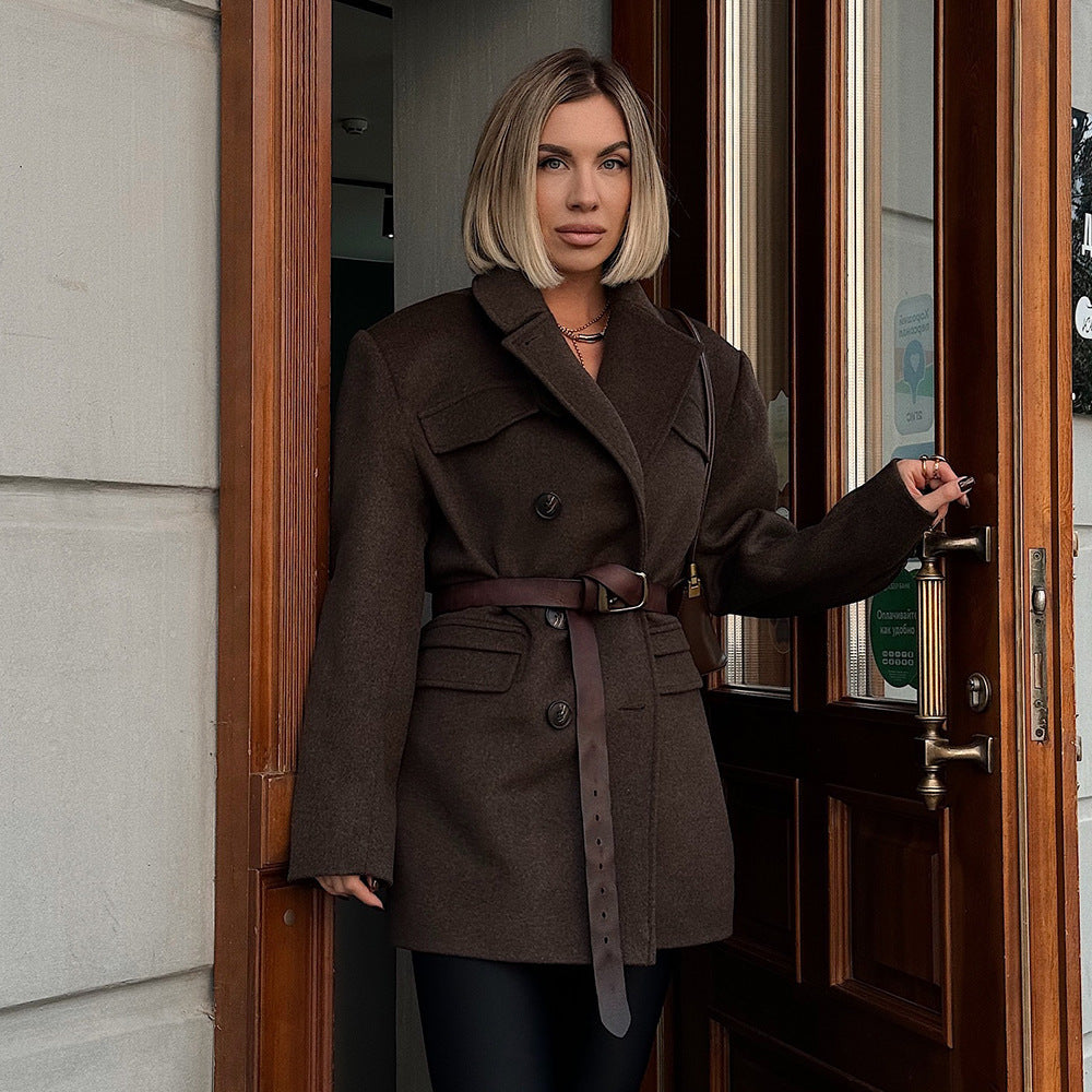 Damen Modische Oversized-Trenchjacke mit Karomuster R&B
