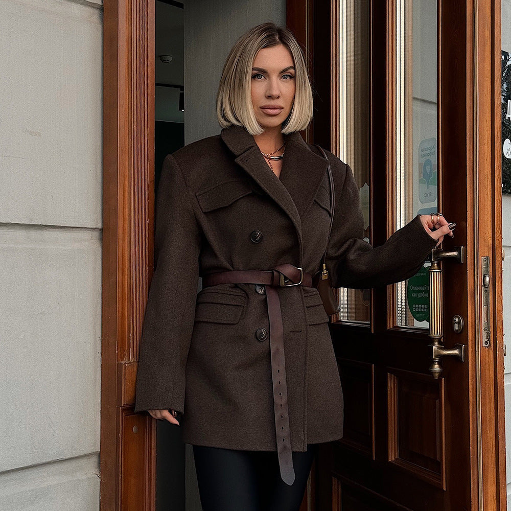 Damen Modische Oversized-Trenchjacke mit Karomuster R&B