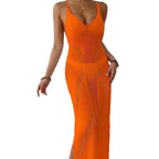 Damen Maxikleid mit raffiniertem Netzdesign R&B