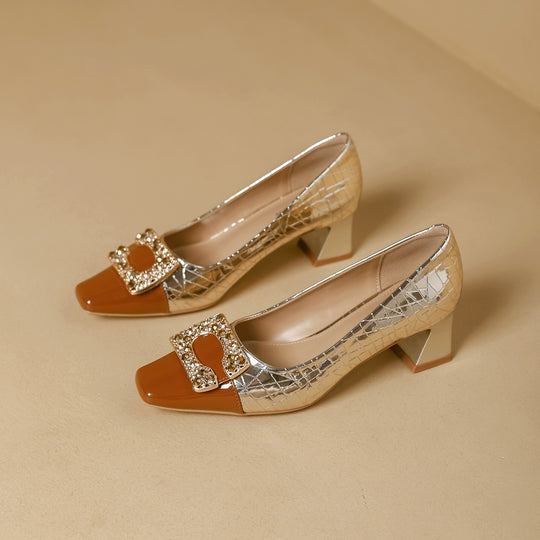 Damen elegante Pumps mit funkelndem Schmuckdetail und Absatz R&B