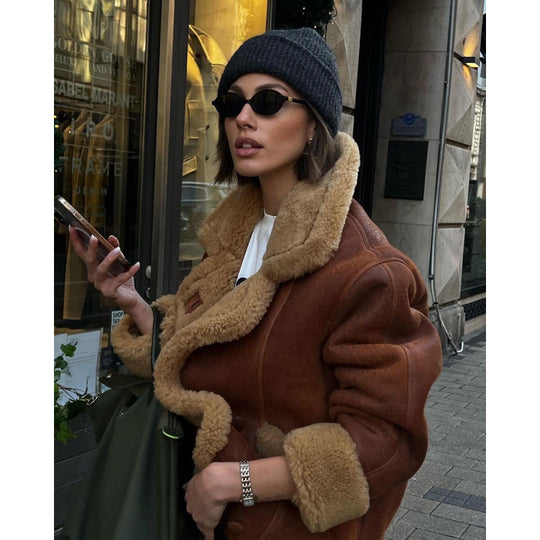 Damen Kunstfell jacke mit lässigem Oversized-Schnitt R&B