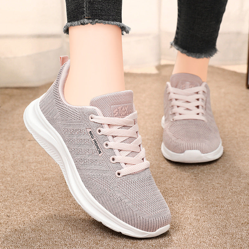 Damen nan gestrickter Schnür-Sneaker mit 3D-Strickobermaterial, verstärkter Zehenkappe und reaktiver EVA-Dämpfung R&B