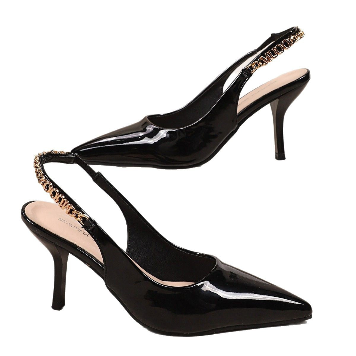 Damen Elegante Slingback-Pumps mit funkelndem Kettenakzent R&B