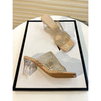 Damen transparente Mules mit schickem Netzdesign R&B