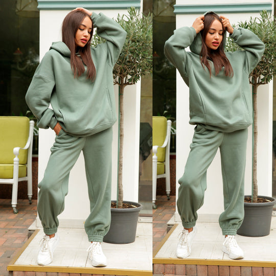 Damen Sportliches Hoodie- und Jogginghosen-Set im lässigen Design mit Kapuze R&B