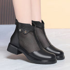 Damen Stiefeletten mit atmungsaktivem Netzdesign und robustem Blockabsatz R&B