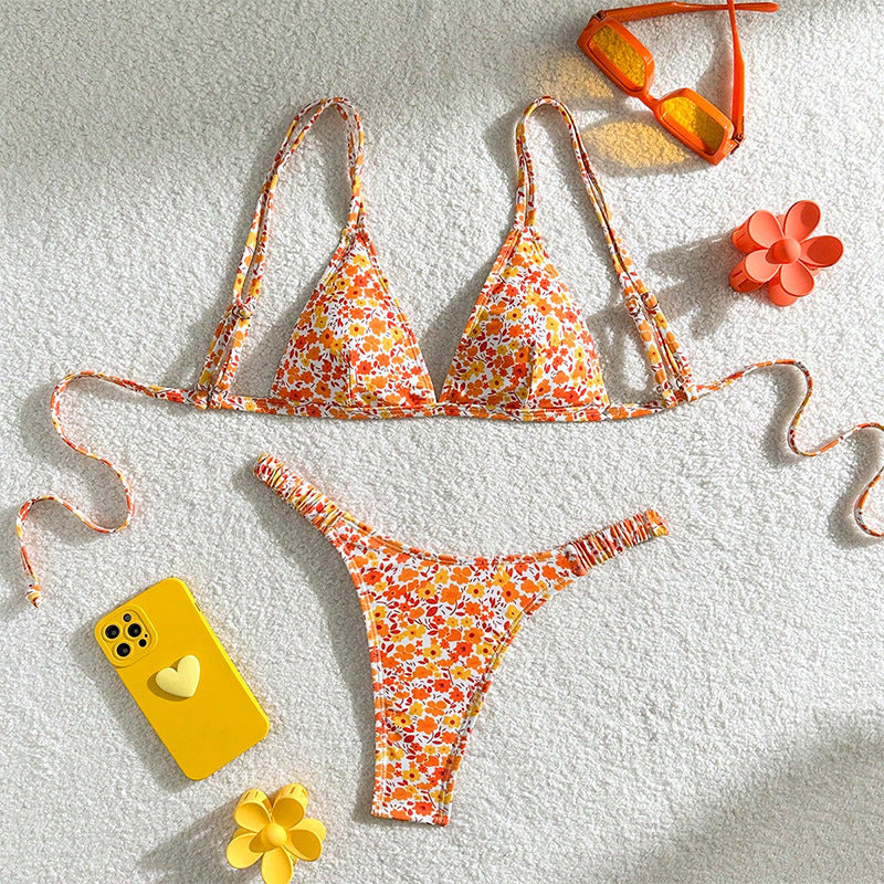 Damen Triangel-Bikini mit verspieltem Blumendesign R&B