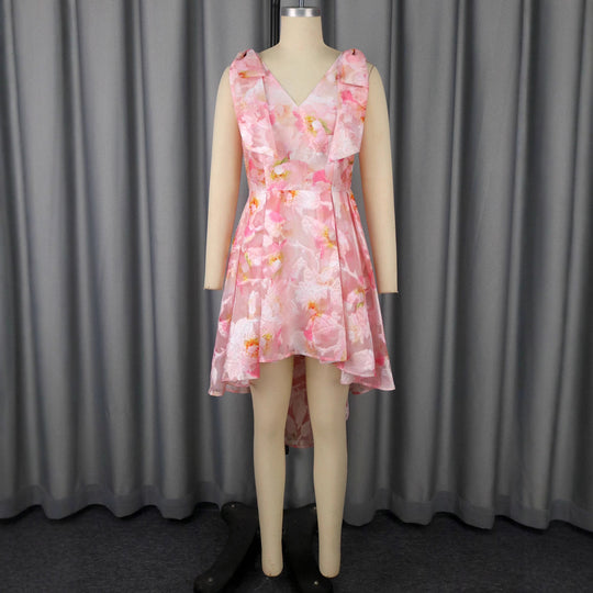 Damen asymmetrisches Cocktailkleid mit Rüschendesign und floralem Muster R&B