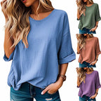 Damen Lässiges T-Shirt mit lockerer Passform und kurzem Arm R&B