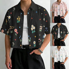 Damen nan kastig geschnittene Kurzarm-Hemdbluse mit floralem Allover-Print, Hemdkragen und kurzem Saum R&B