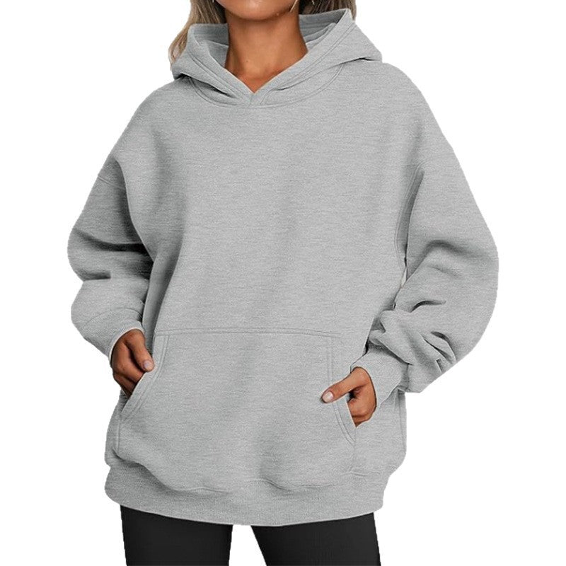 Damen Übergrößen Kapuzenpullover mit praktischen Taschen undlässigem Schnitt R&B