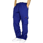Herren nan konisch zulaufende Sweat-Cargohose mit elastischem Bund, Kordelzug und Klappentaschen R&B