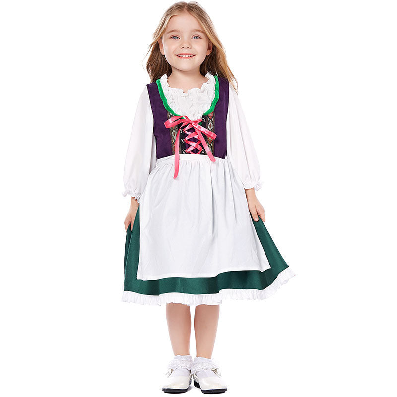 Damen nan dreiteiliges Trachtenkleid Dirndl Kostümset mit Schnürung, tailliertem Rock und abnehmbarer Carmenbluse R&B