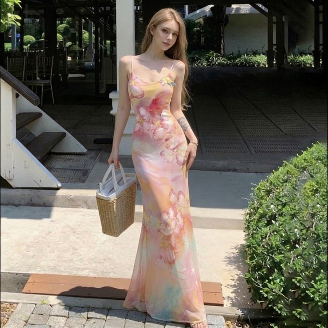 Damen Maxikleid mit floralen Akzenten und raffiniertem Schnitt R&B