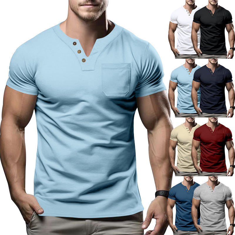 Herren Kurzarmshirt mit Knopfleiste und Brusttasche R&B