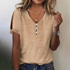 Damen Glitzernde V-Pullover Bluse