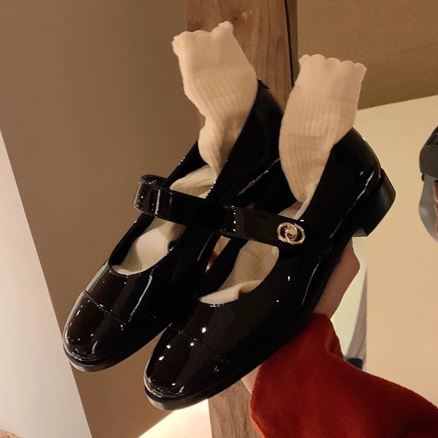 Damen Mary Jane Schuhe mit schicker Schnalle und glänzendem Finish R&B