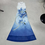 Damen Maxikleid mit floralem Druck und Perlenverzierungen R&B