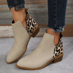 Damen elegante Ankle Boots mit modischem Leopardenmuster R&B