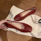 Damen Elegante Ballerinas mit schimmerndem Metallic-Finish und zierlichem Schleifenakzent