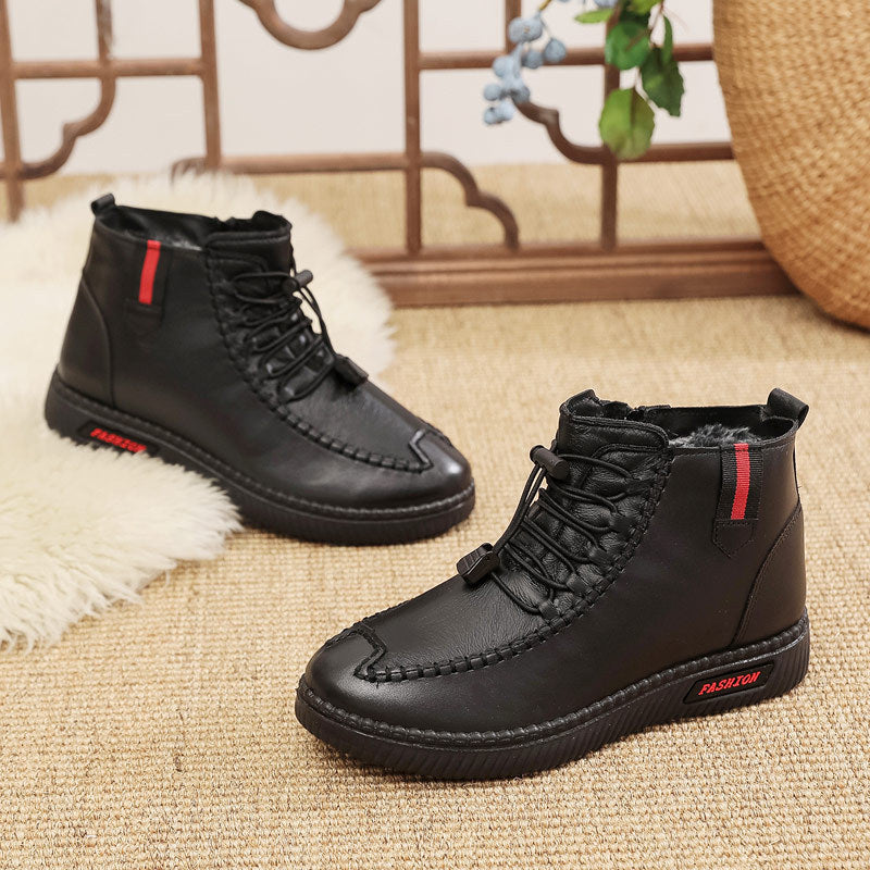 Damen Gefütterte Stiefelette mit modischer Schnürung und rutschfester Sohle