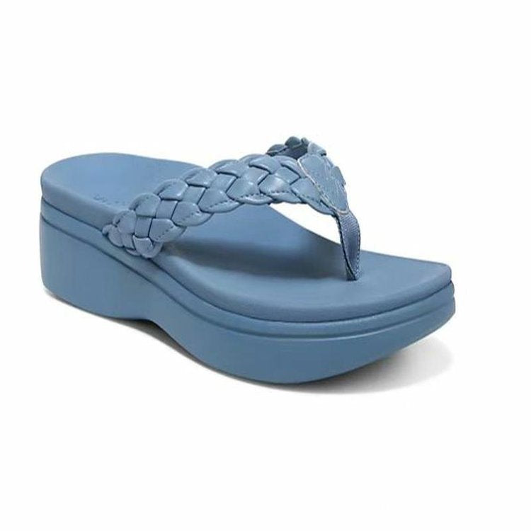 Damen Wedge-Zehentrenner mit geflochtenem Riemen und angenehm gepolstertem Fußbett R&B