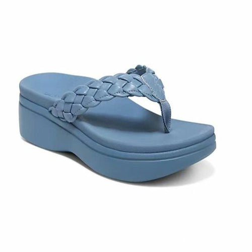 Damen Wedge-Zehentrenner mit geflochtenem Riemen und angenehm gepolstertem Fußbett R&B