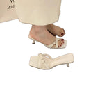 Damen Offene Mules mit dekorativen Riemen und komfortablem Absatz R&B