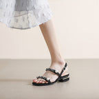 Damen Sandalen mit eleganter Ketten- und Perlenapplikation