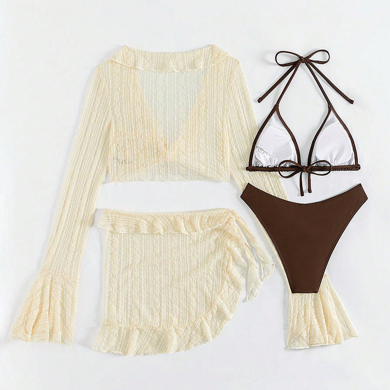 Damen Bikini-Set mit crop-top und lässigem Wickelrock R&B