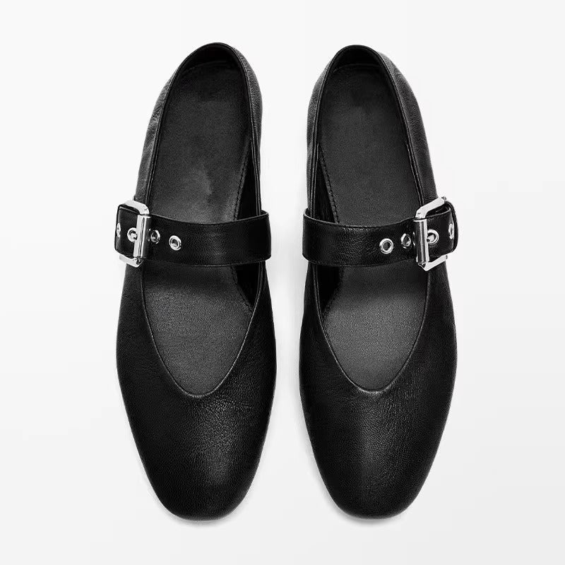 Damen elegante Mokassins mit verstellbarem Schnallenriemen R&B