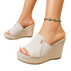 Damen Wedge-Pantoletten mit modischem Schnitt und elastischen Riemen R&B